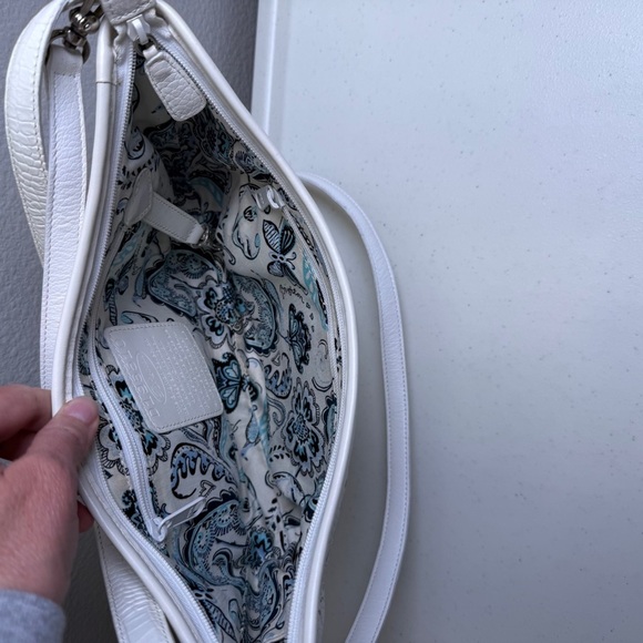 Brighton Bag Purse Leather Crossbody White Stitching with Mini bag - Picture 8 of 11